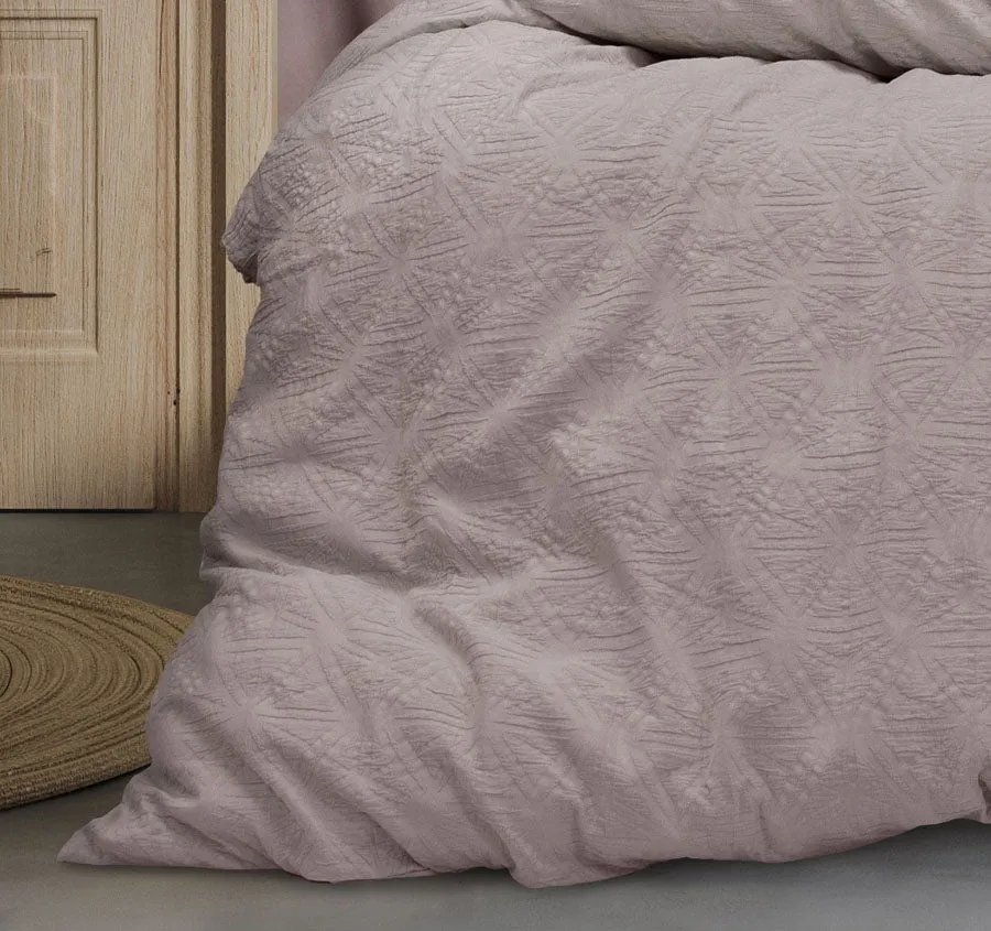 Cabo Quilt Cover Set Range Dusty Mauve