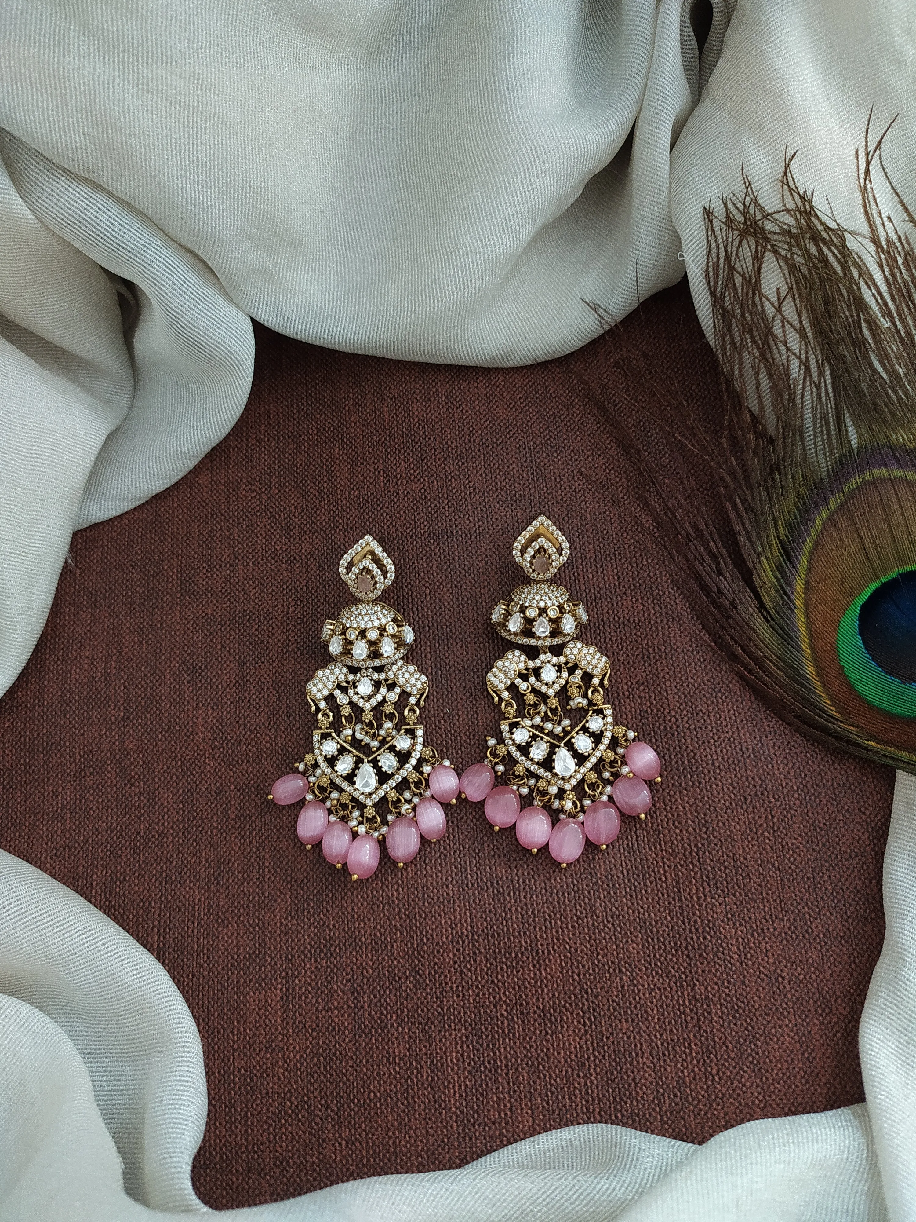 Captivate with Victorian Elegance Uncut Polki Stone Earrings