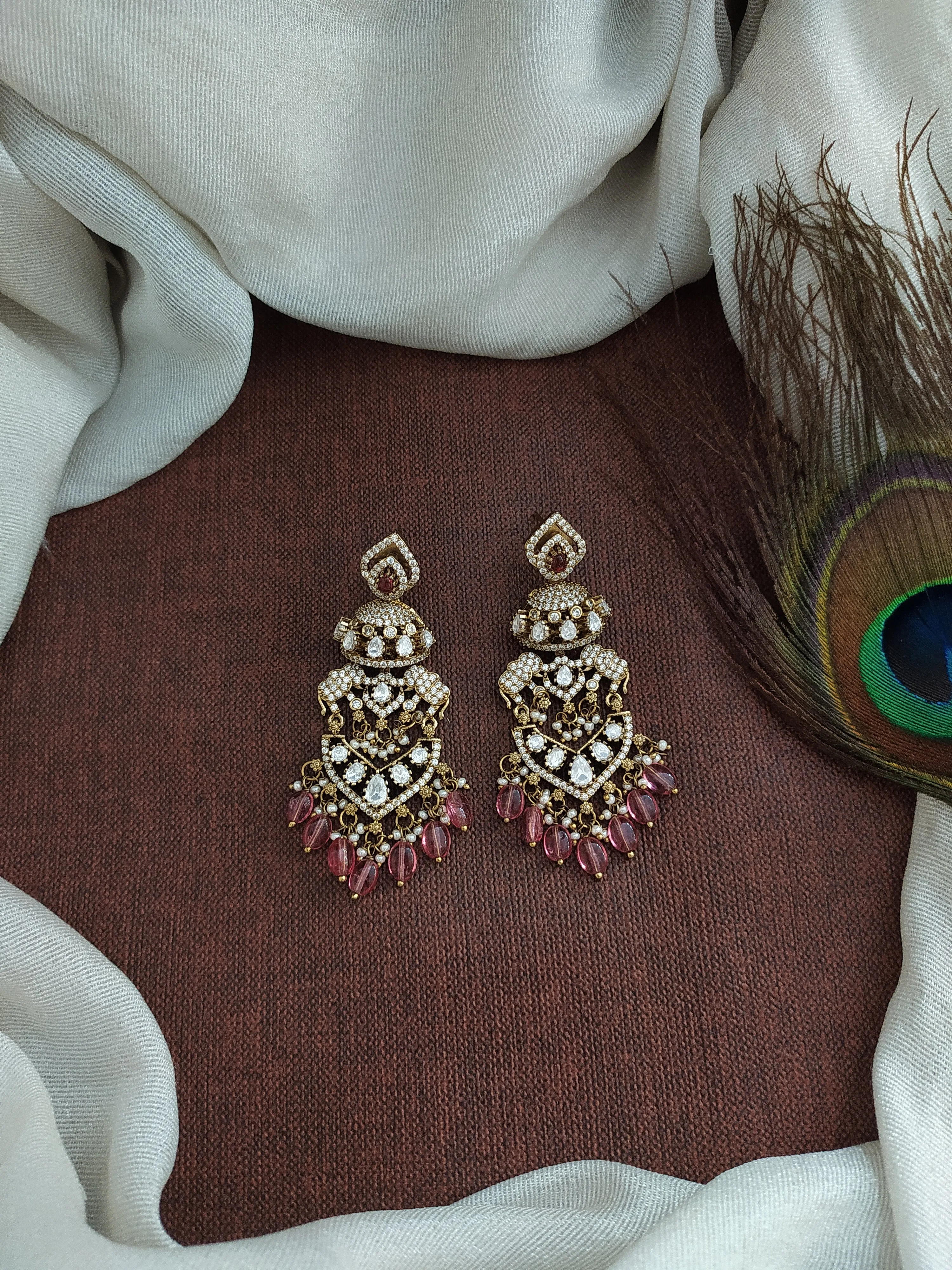 Captivate with Victorian Elegance Uncut Polki Stone Earrings