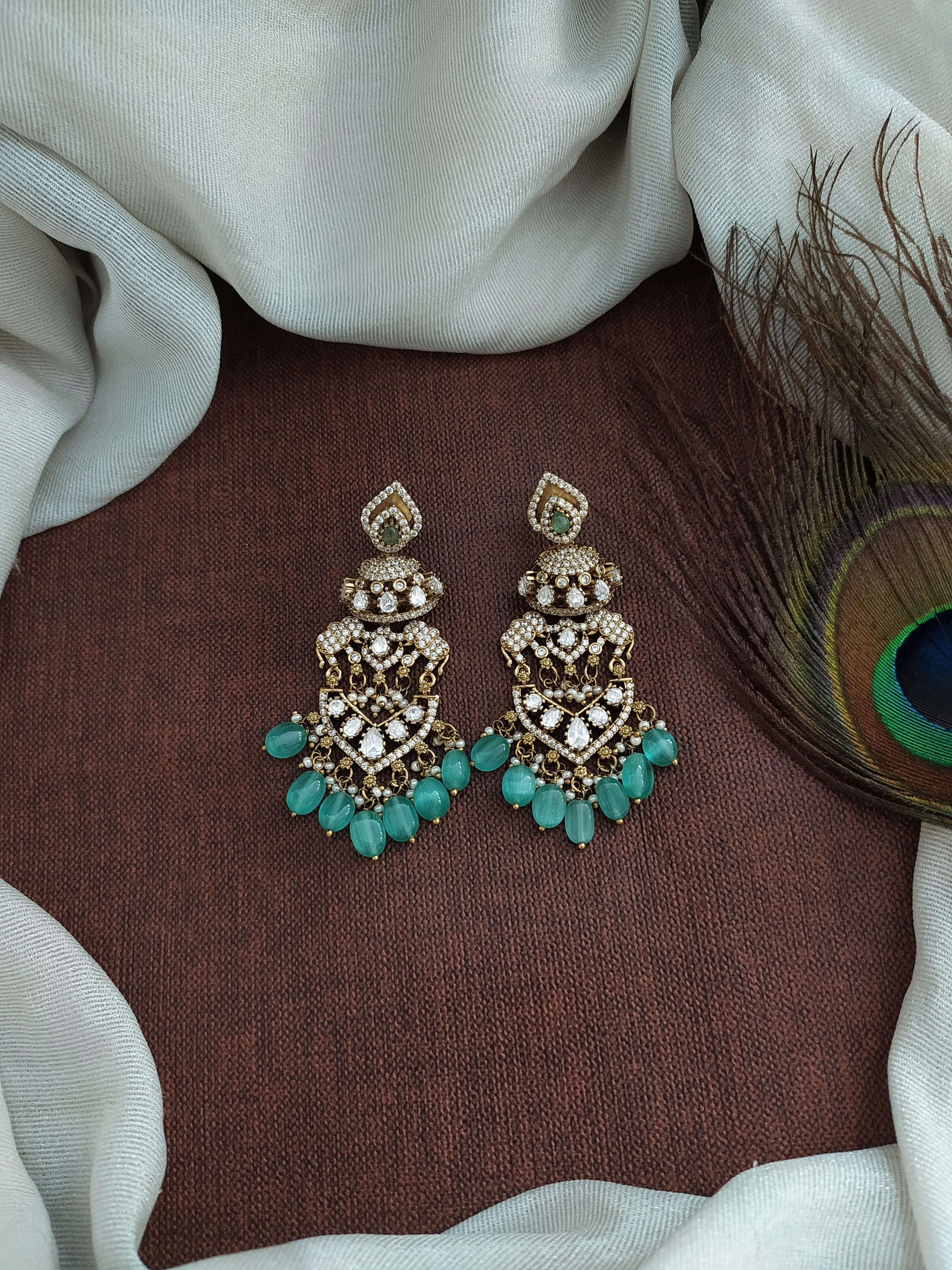 Captivate with Victorian Elegance Uncut Polki Stone Earrings