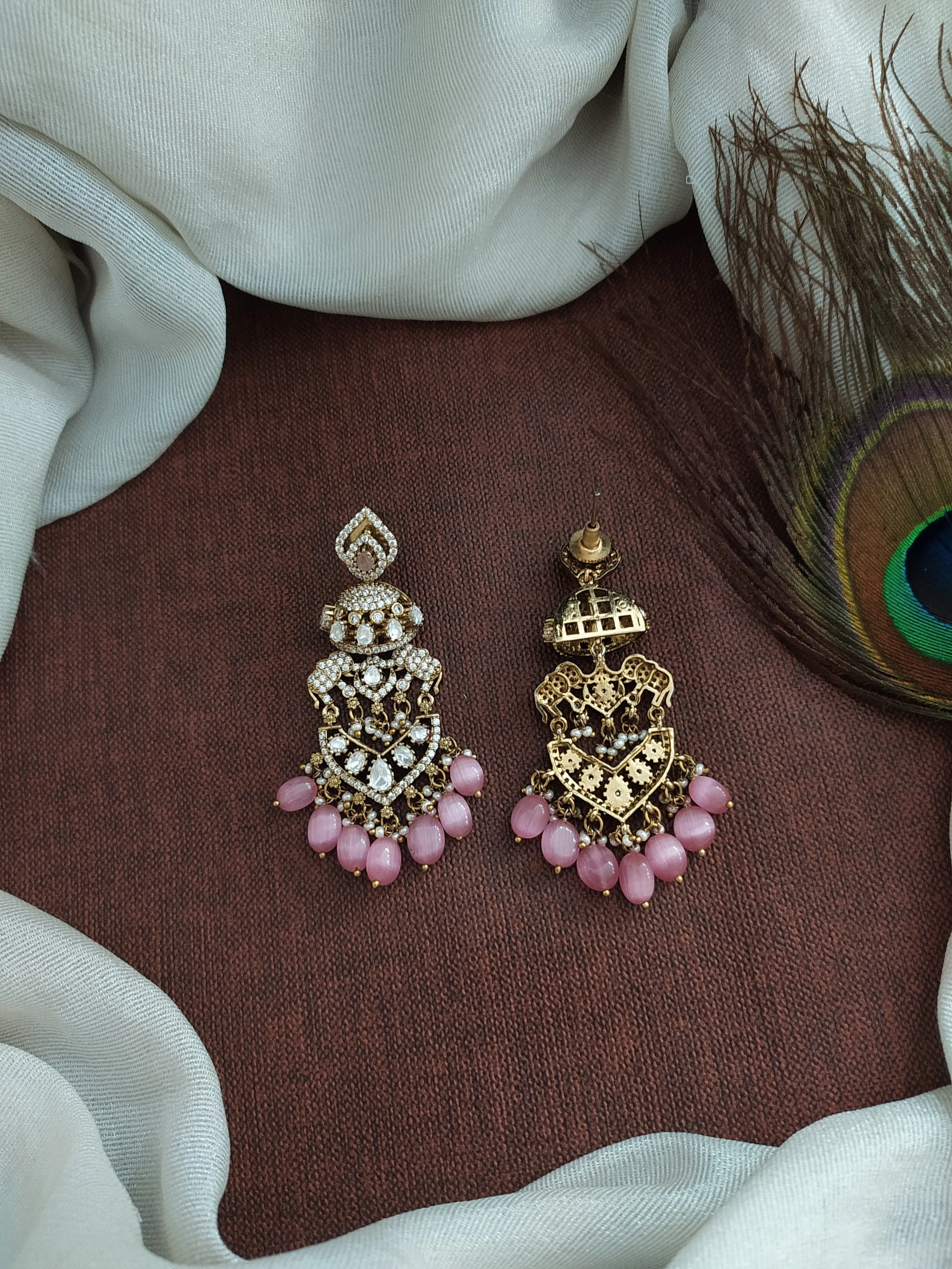 Captivate with Victorian Elegance Uncut Polki Stone Earrings