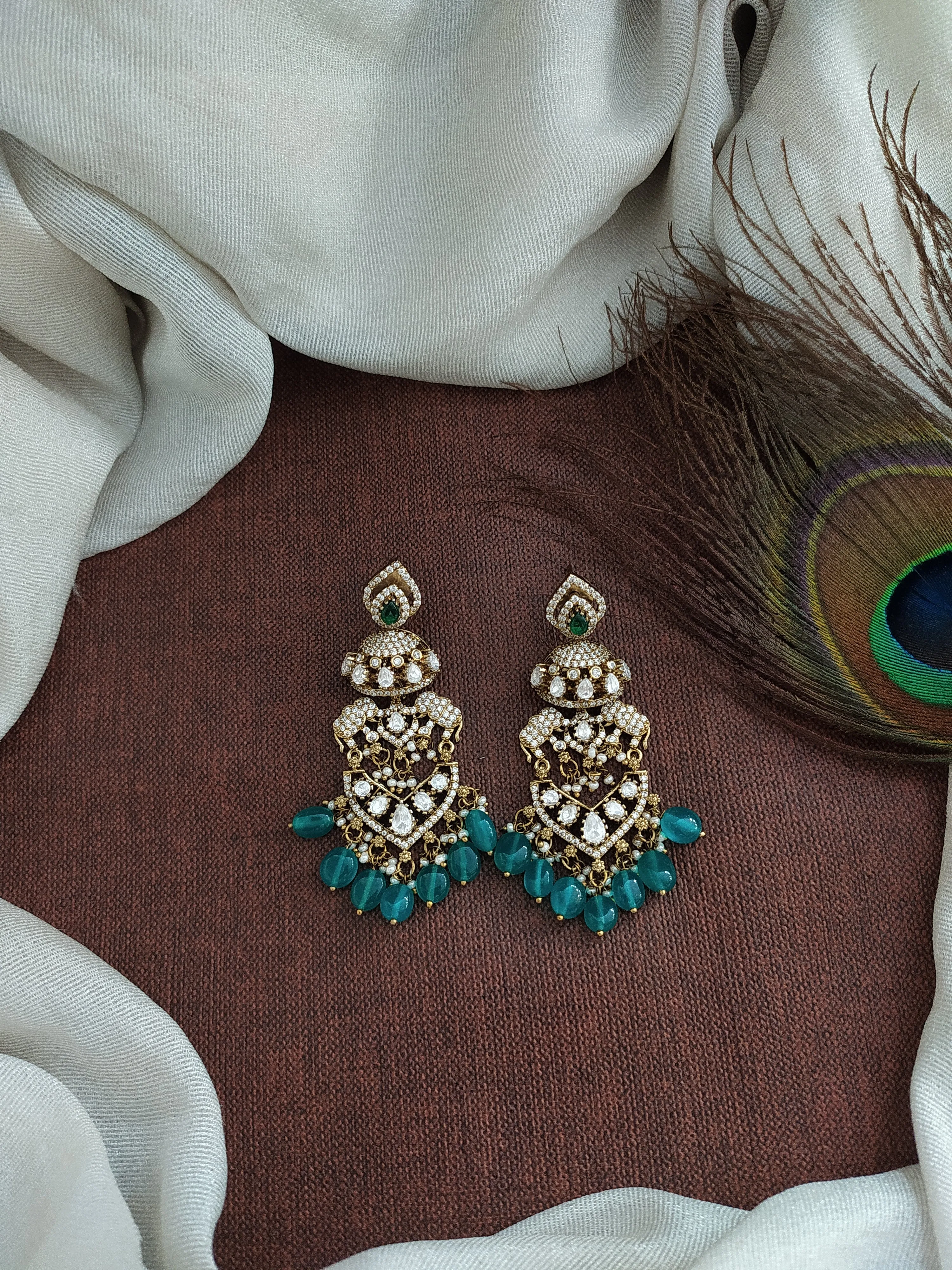 Captivate with Victorian Elegance Uncut Polki Stone Earrings