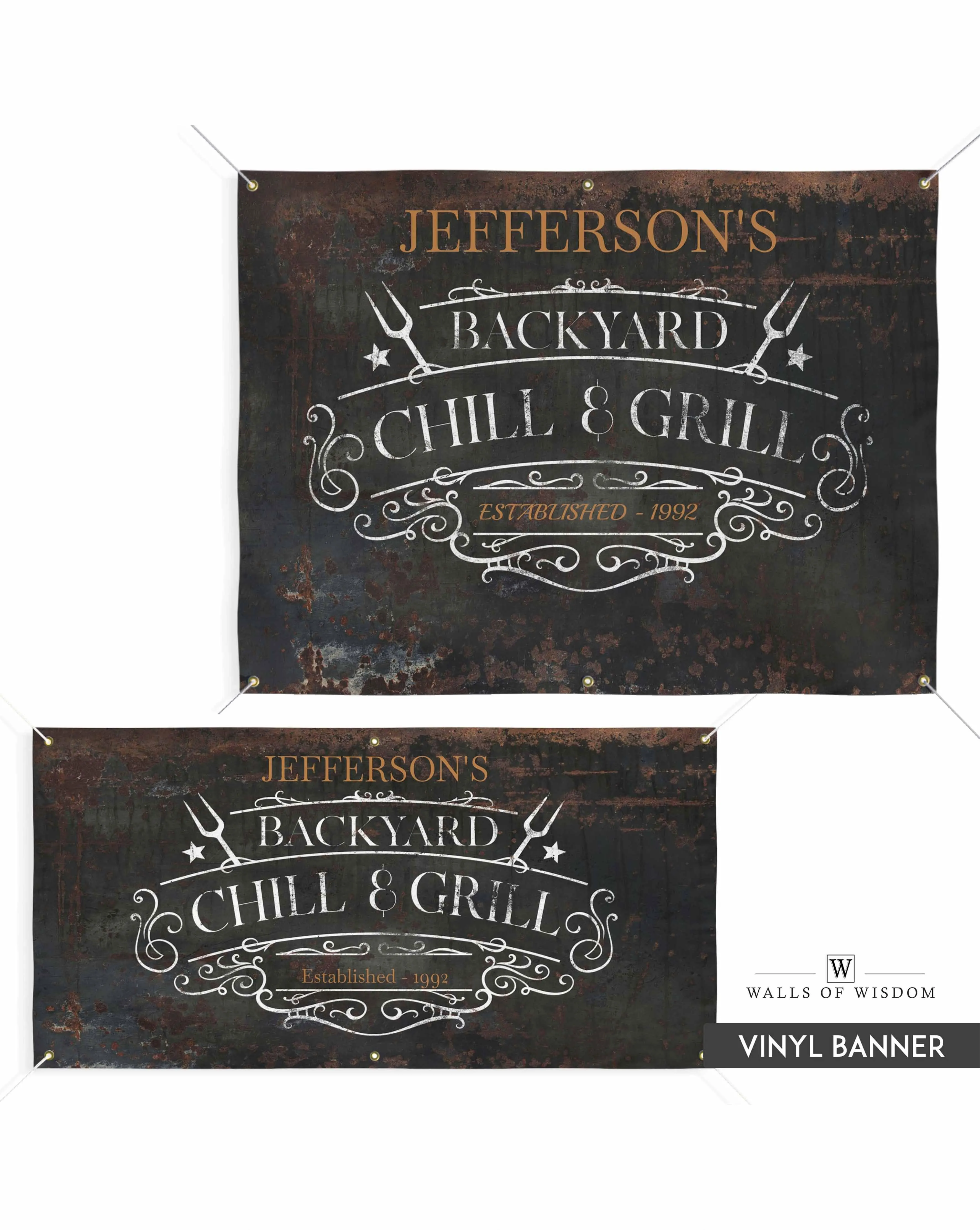 Chill & Grill Backyard Bar Vinyl Sign  - Customizable Outdoor Porch & Patio Weatherproof Wall Art