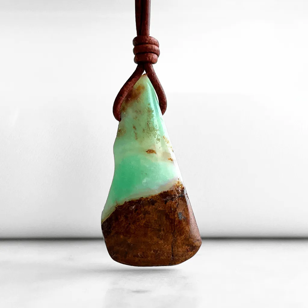 Chrysoprase OOAK Gemstone Pendant Necklace - Natural Beauty