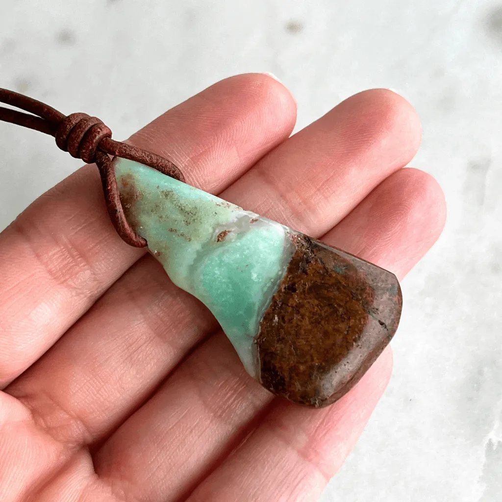 Chrysoprase OOAK Gemstone Pendant Necklace - Natural Beauty