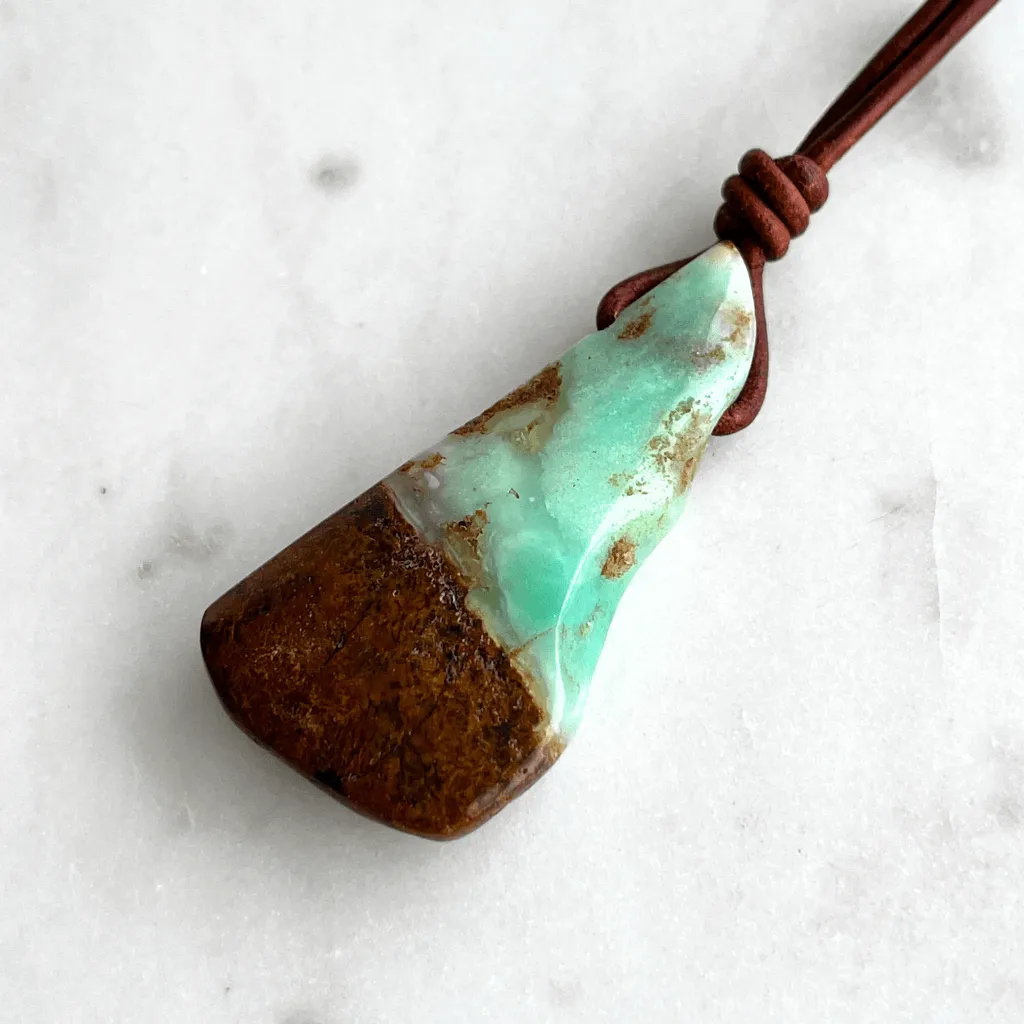 Chrysoprase OOAK Gemstone Pendant Necklace - Natural Beauty