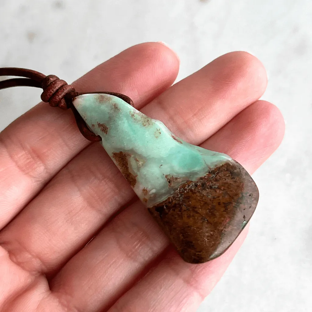 Chrysoprase OOAK Gemstone Pendant Necklace - Natural Beauty