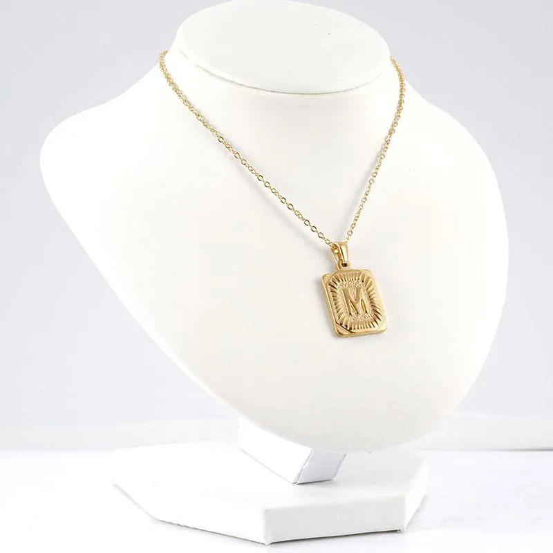 Chunky Hip Hop Letters Signature Alphabet Initial Card Necklace