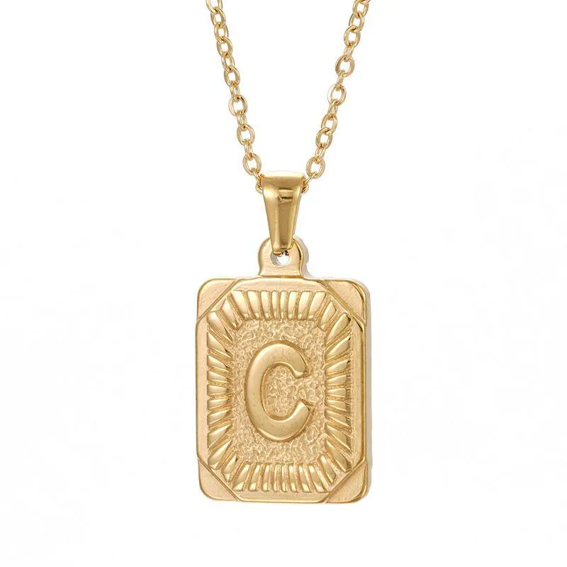 Chunky Hip Hop Letters Signature Alphabet Initial Card Necklace