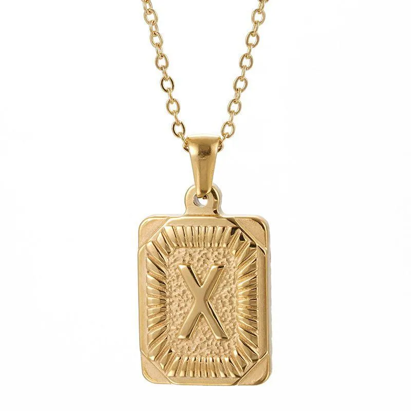 Chunky Hip Hop Letters Signature Alphabet Initial Card Necklace