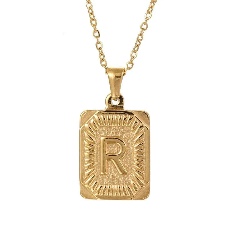 Chunky Hip Hop Letters Signature Alphabet Initial Card Necklace