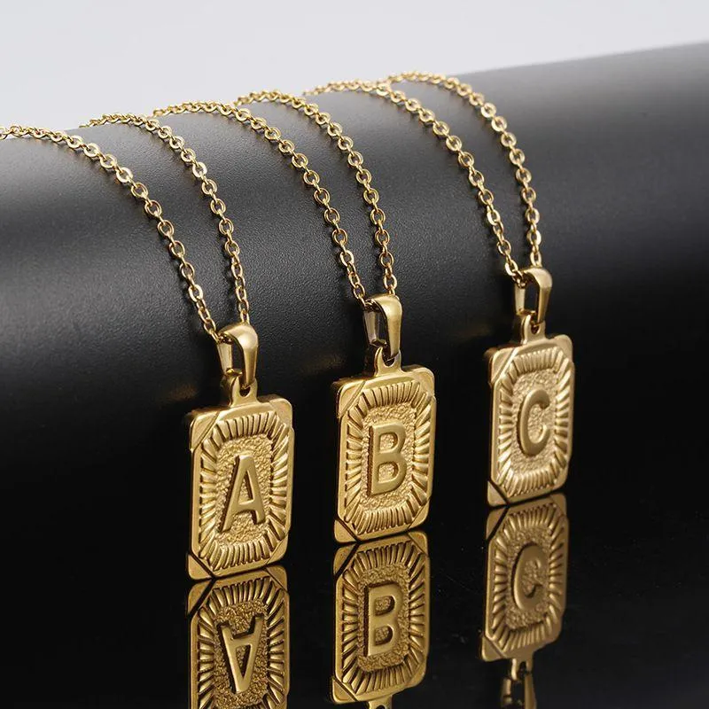 Chunky Hip Hop Letters Signature Alphabet Initial Card Necklace