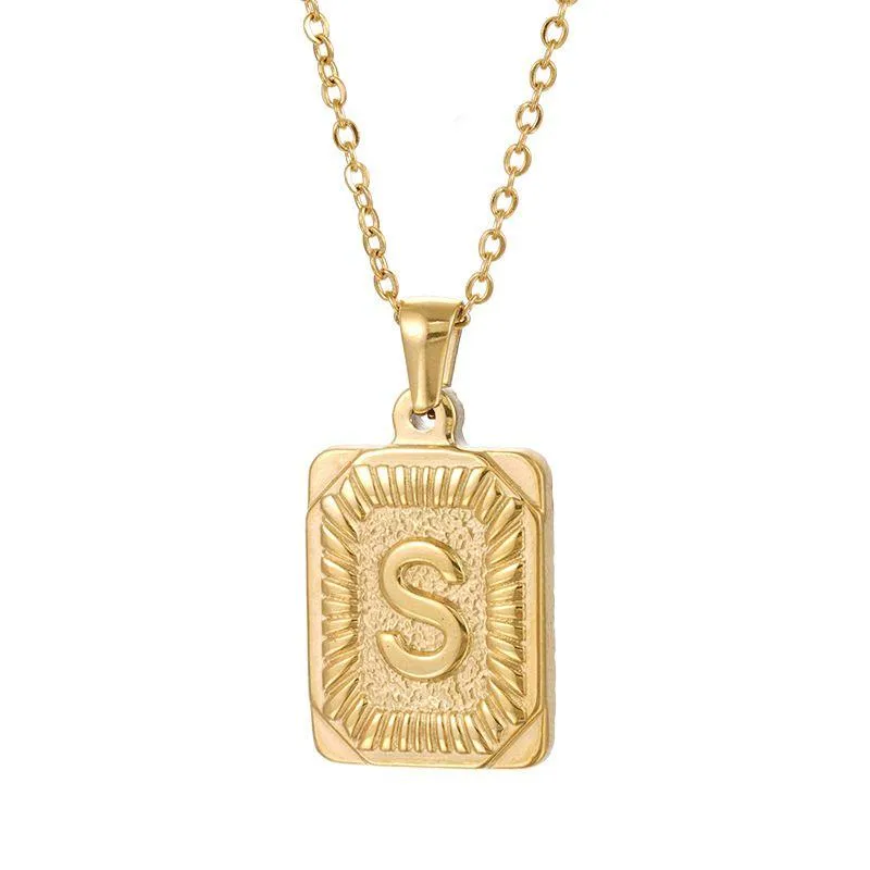 Chunky Hip Hop Letters Signature Alphabet Initial Card Necklace