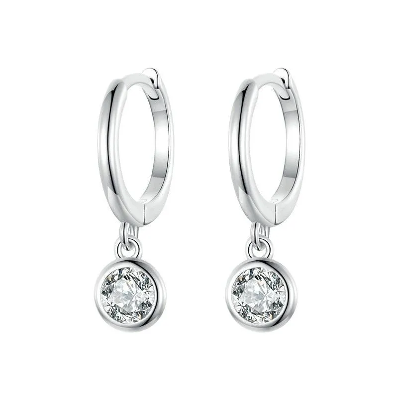 Clear Drops Sterling Silver and CZ Earrings