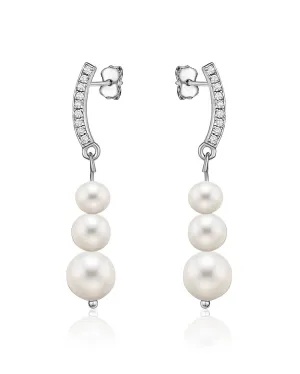 Dangling Freshwater pearls with cubic zirconia