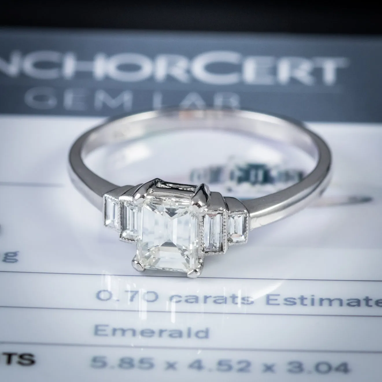 Diamond Engagement Ring Platinum 1Ct Emerald Cut Diamond Cert