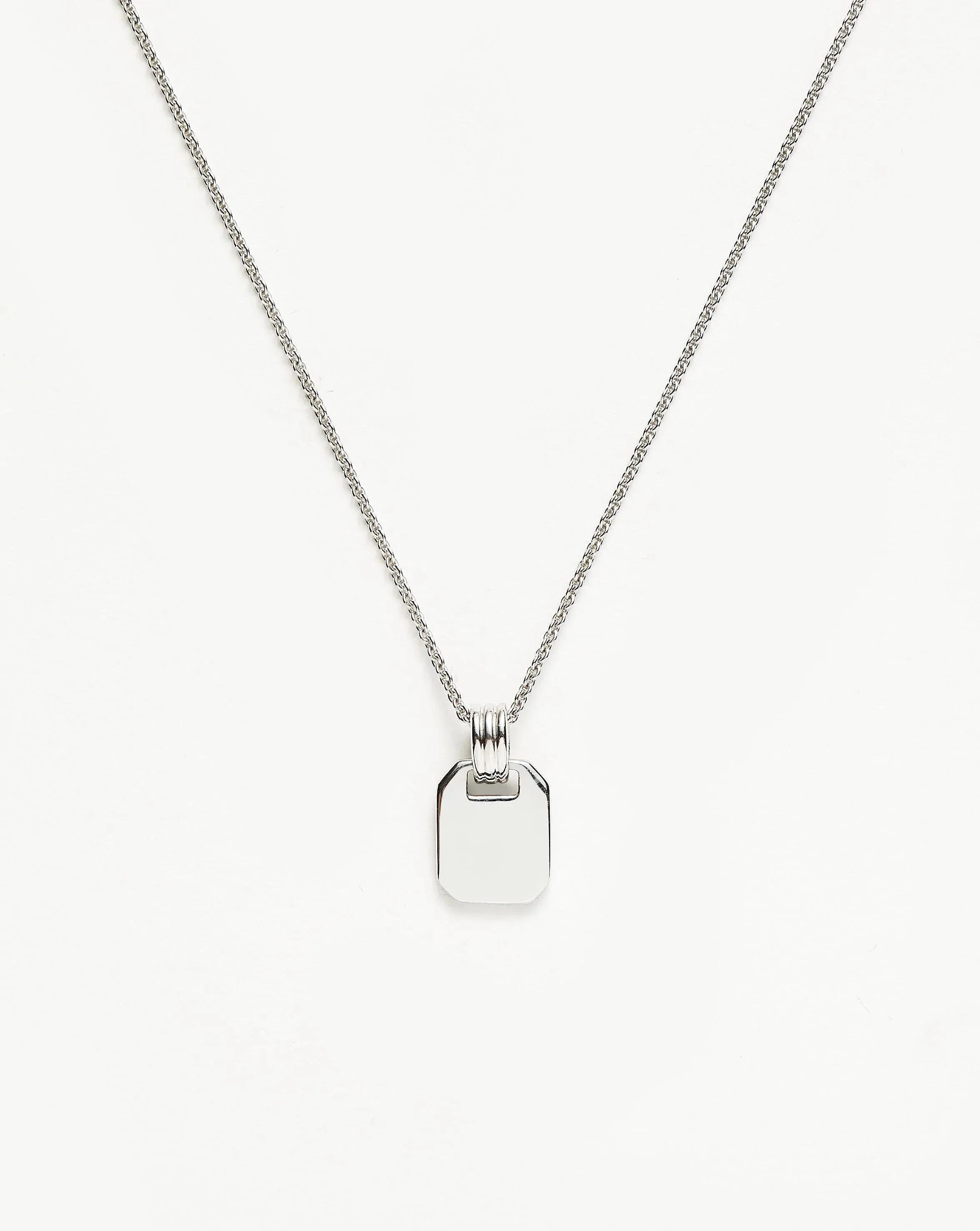 Engravable Small Tag Pendant Necklace | Sterling Silver