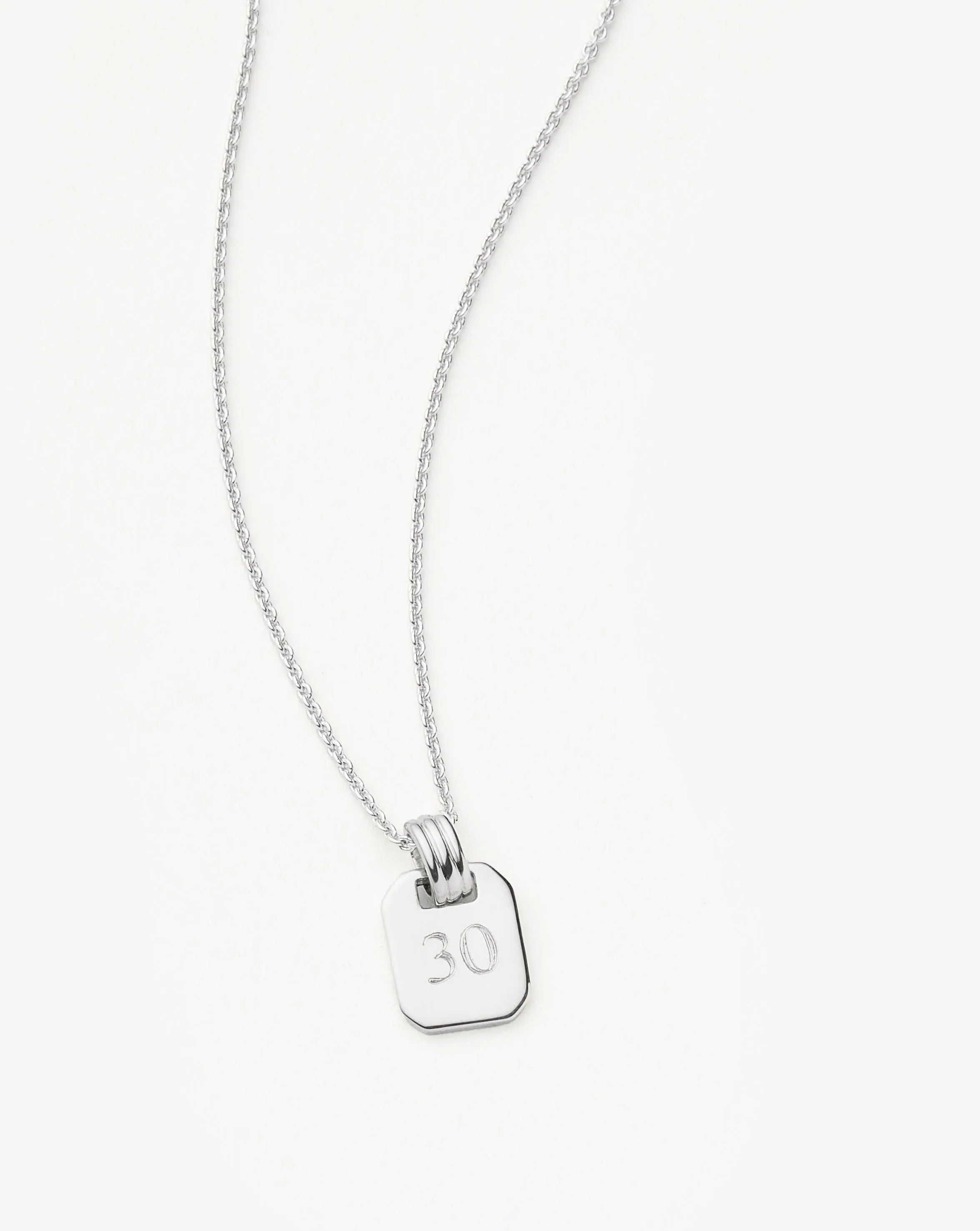 Engravable Small Tag Pendant Necklace | Sterling Silver