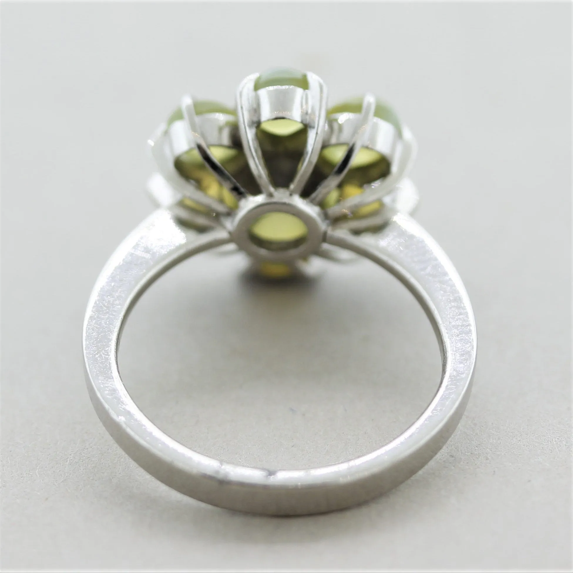 Estate Cat’s Eye Chrysoberyl Diamond Platinum Flower Ring 3.08CTW