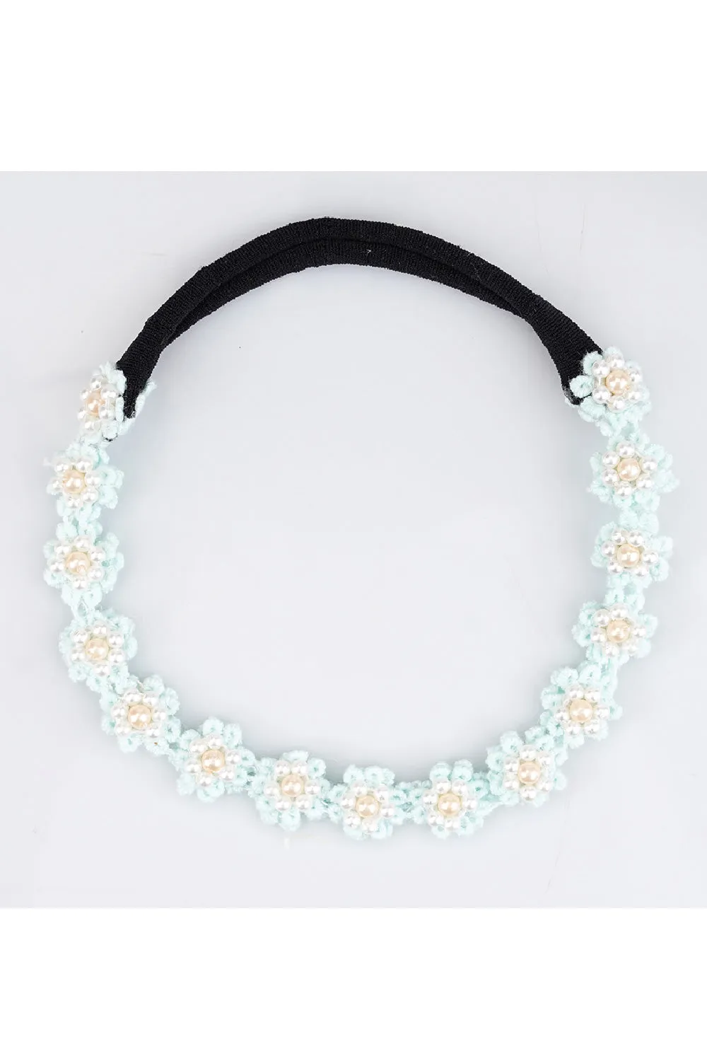 Floral Lace Beaded Nylon Hairtie (Pink/Blue/Yellow/White)