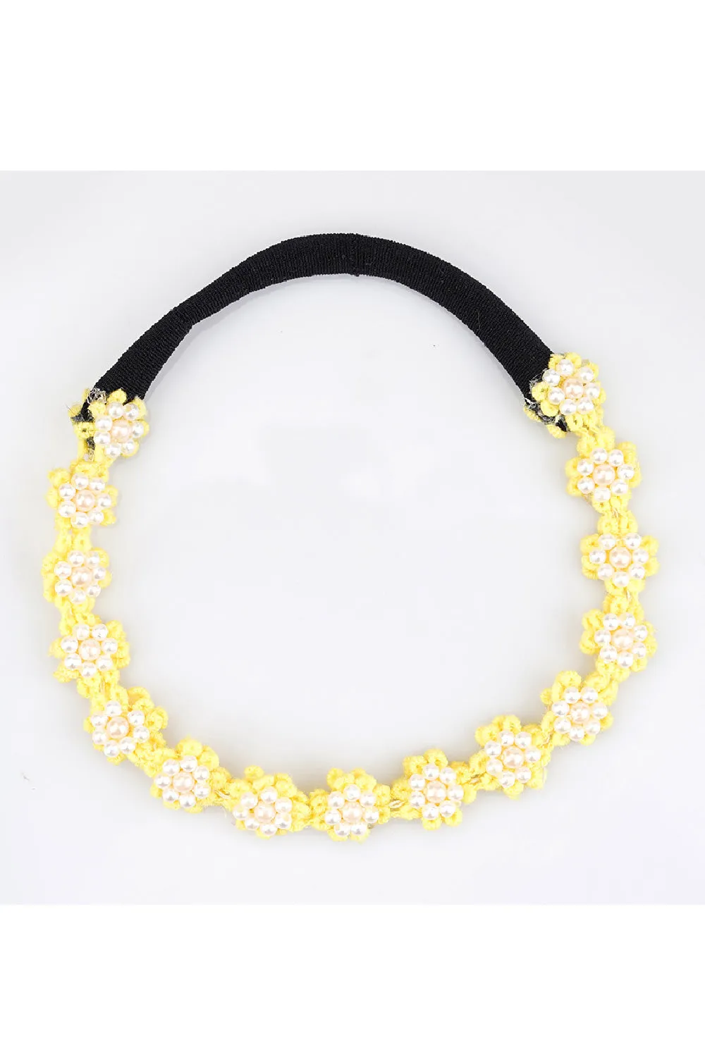 Floral Lace Beaded Nylon Hairtie (Pink/Blue/Yellow/White)