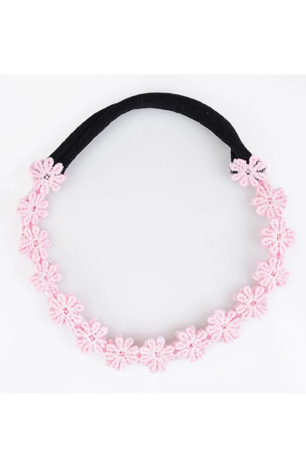 Floral Lace Beaded Nylon Hairtie (Pink/Blue/Yellow/White)