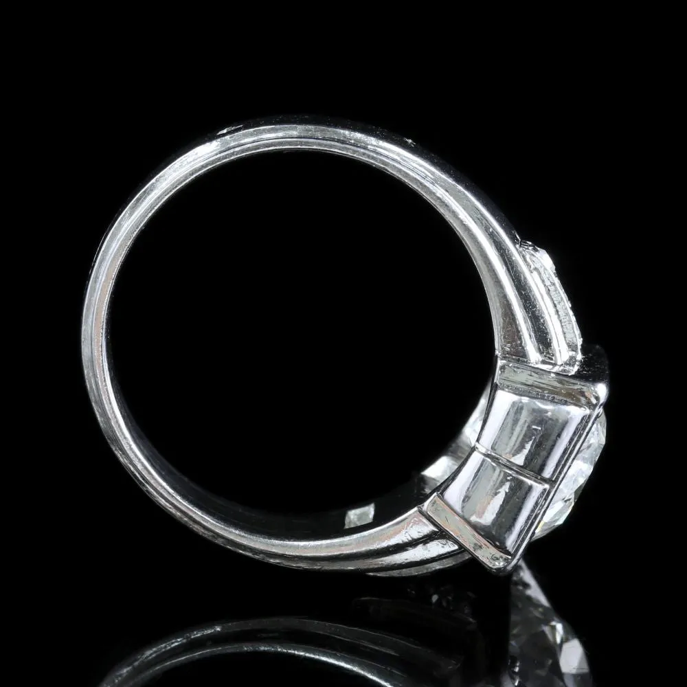 French Art Deco Platinum Diamond Ring 2.04Ct