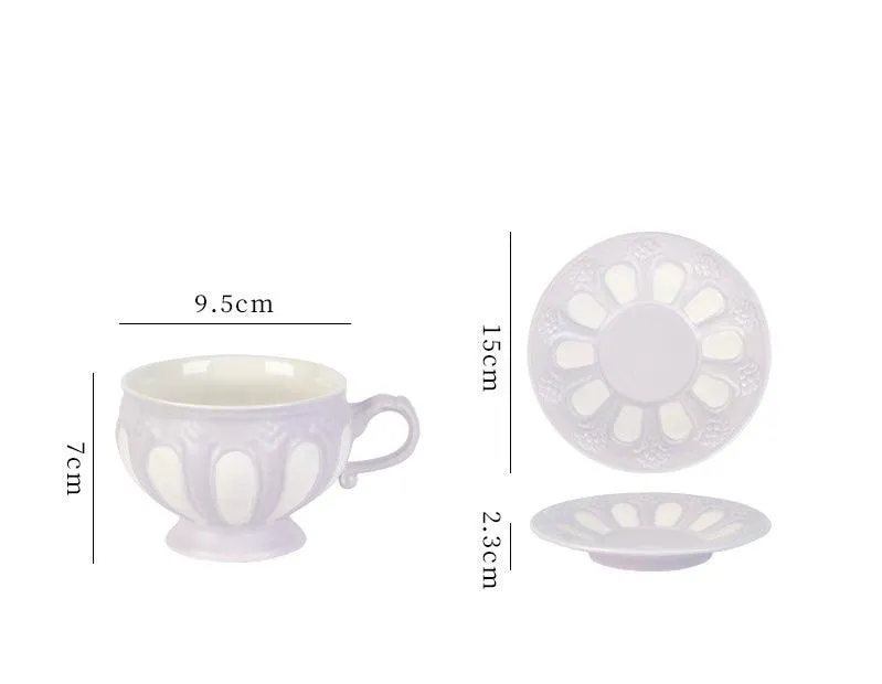 FRENCH RETRO PORCELAIN HIGH TEA CUP & SAUCER - SET OF 2