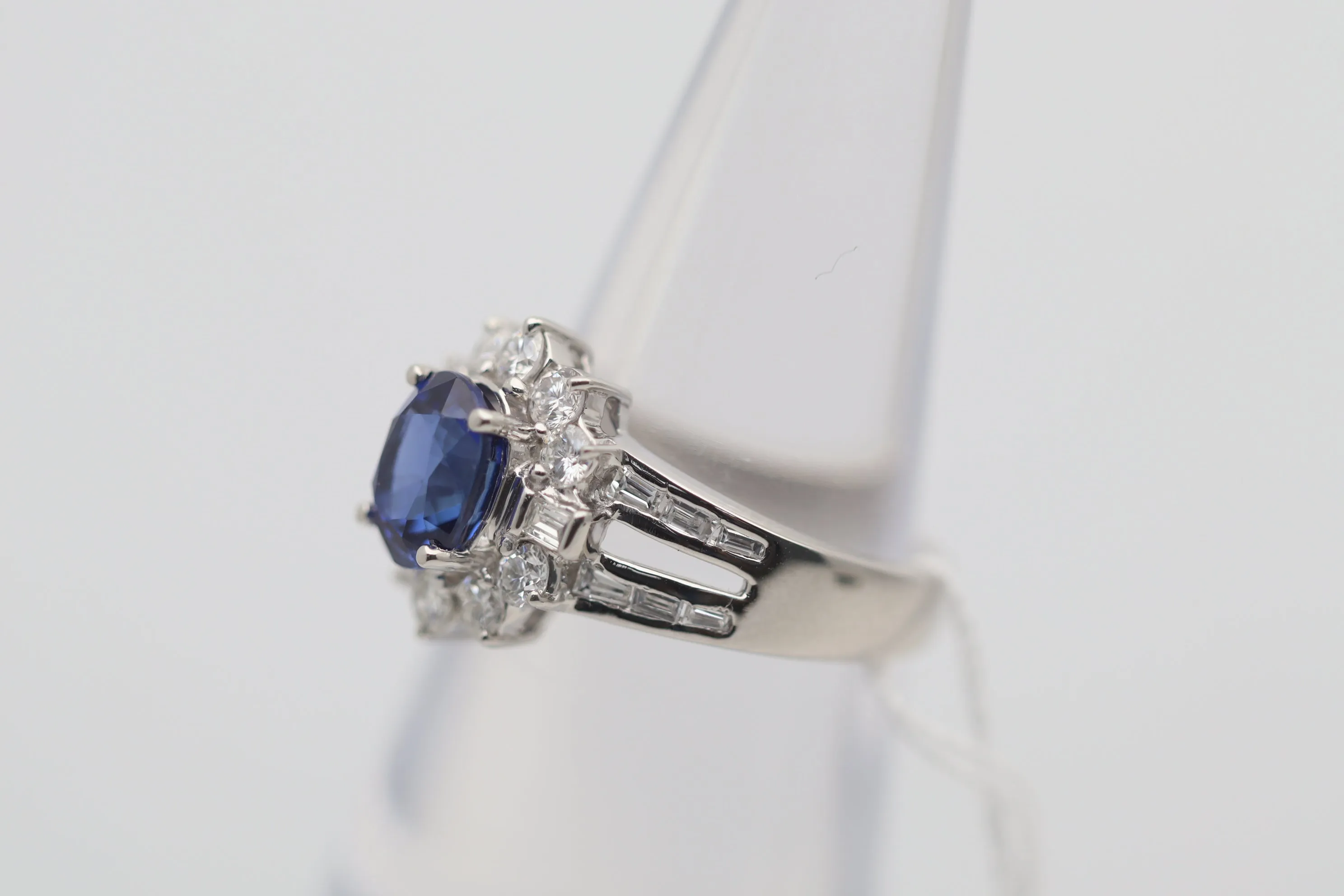 Gem Blue Sapphire Diamond Platinum Ring