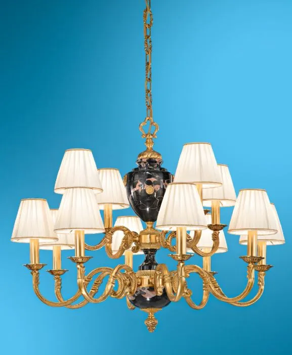 Gold And Marble Italian Chandelier