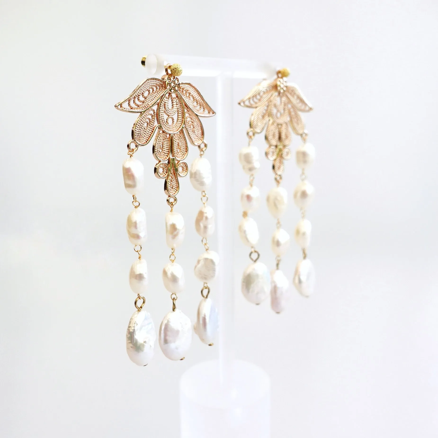 Gold Filigree Phoenix Statement Earrings