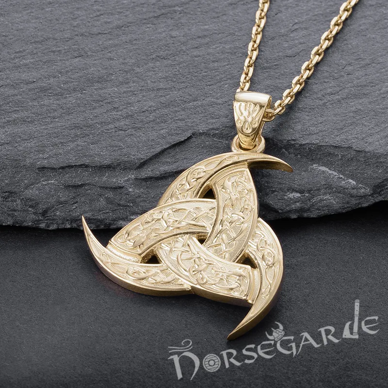 Handcrafted Horn Triskelion Pendant - Gold