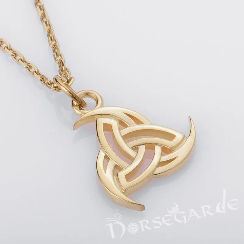 Handcrafted Miniature Horn Triskelion Pendant - Gold