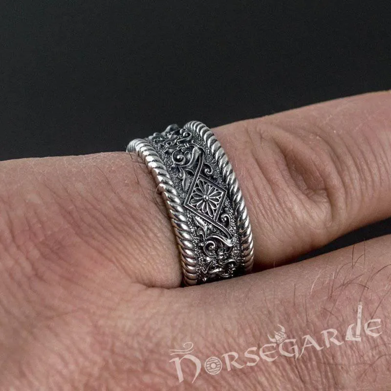 Handcrafted Norse Floral Ornament Band - Sterling Silver