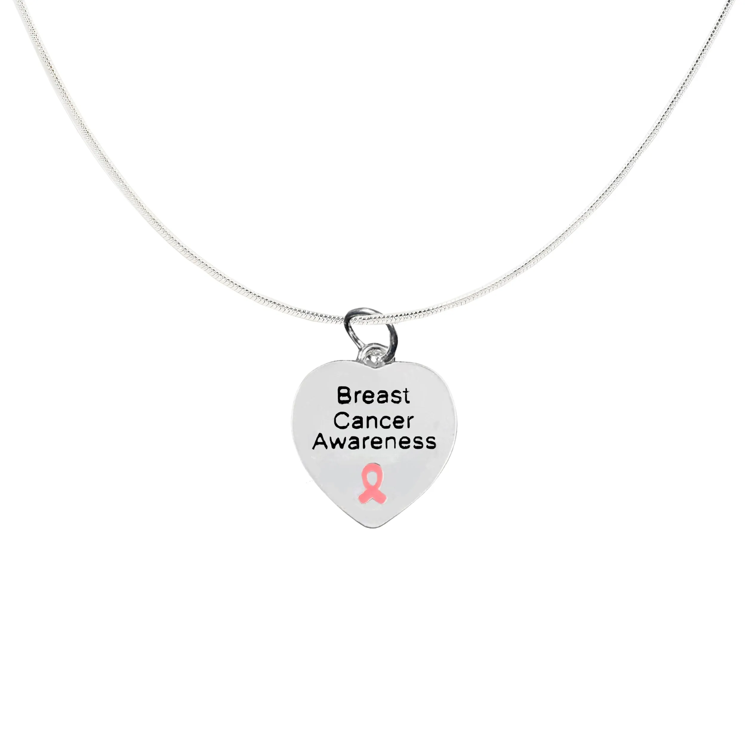 Heart Shaped Breast Cancer Awareness Necklaces