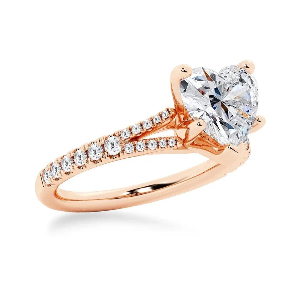 Heart Shaped Split-Shank Engagement Ring