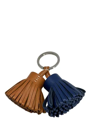 HERMES Carmen Uno Dos Duo Fringe Tassel Key Ring Bag Charm NEW