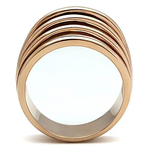 IP Rose Gold(Ion Plating) Stainless Steel Ring with No Stone for Women Style TK1414