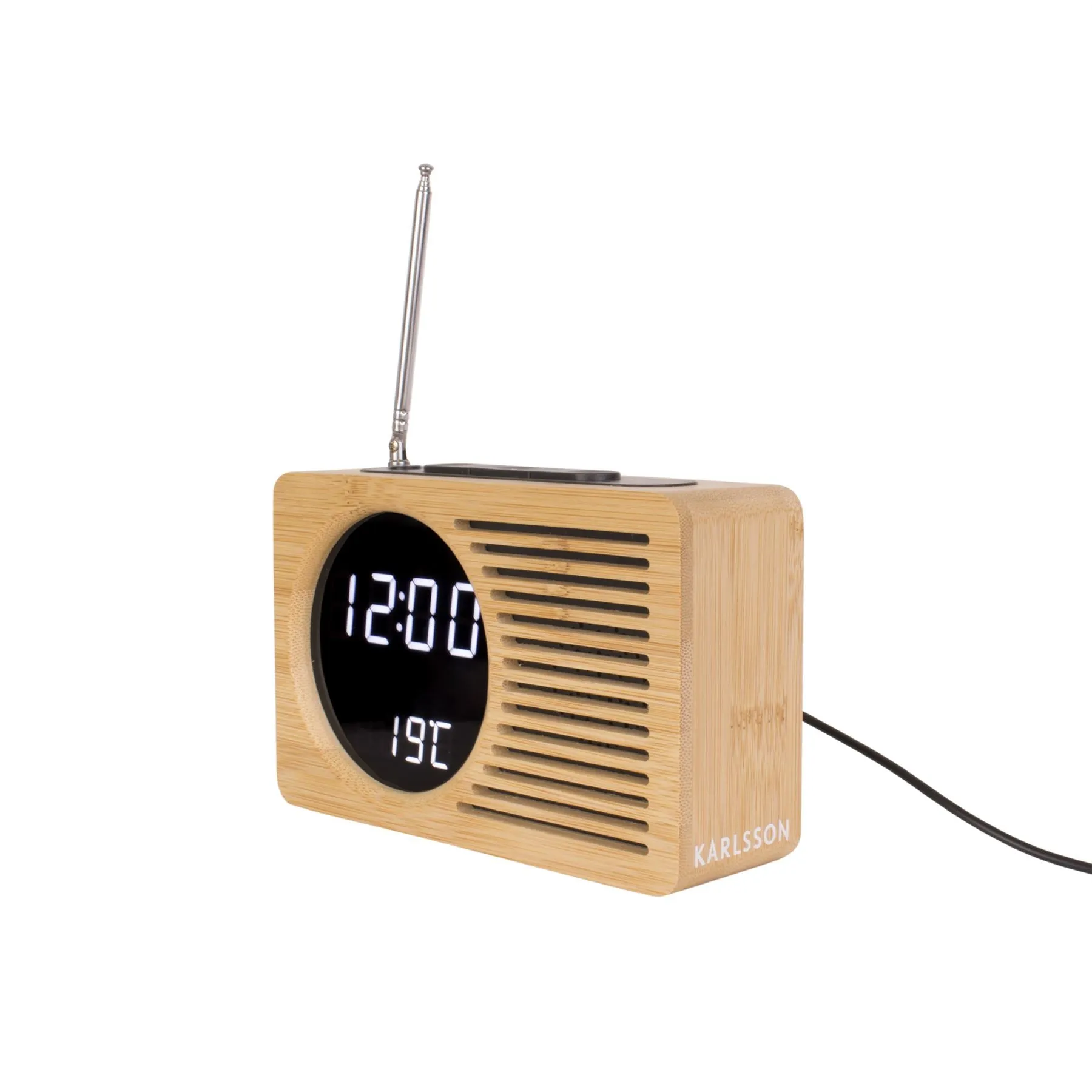 Karlsson Bamboo Retro Radio Alarm Clock