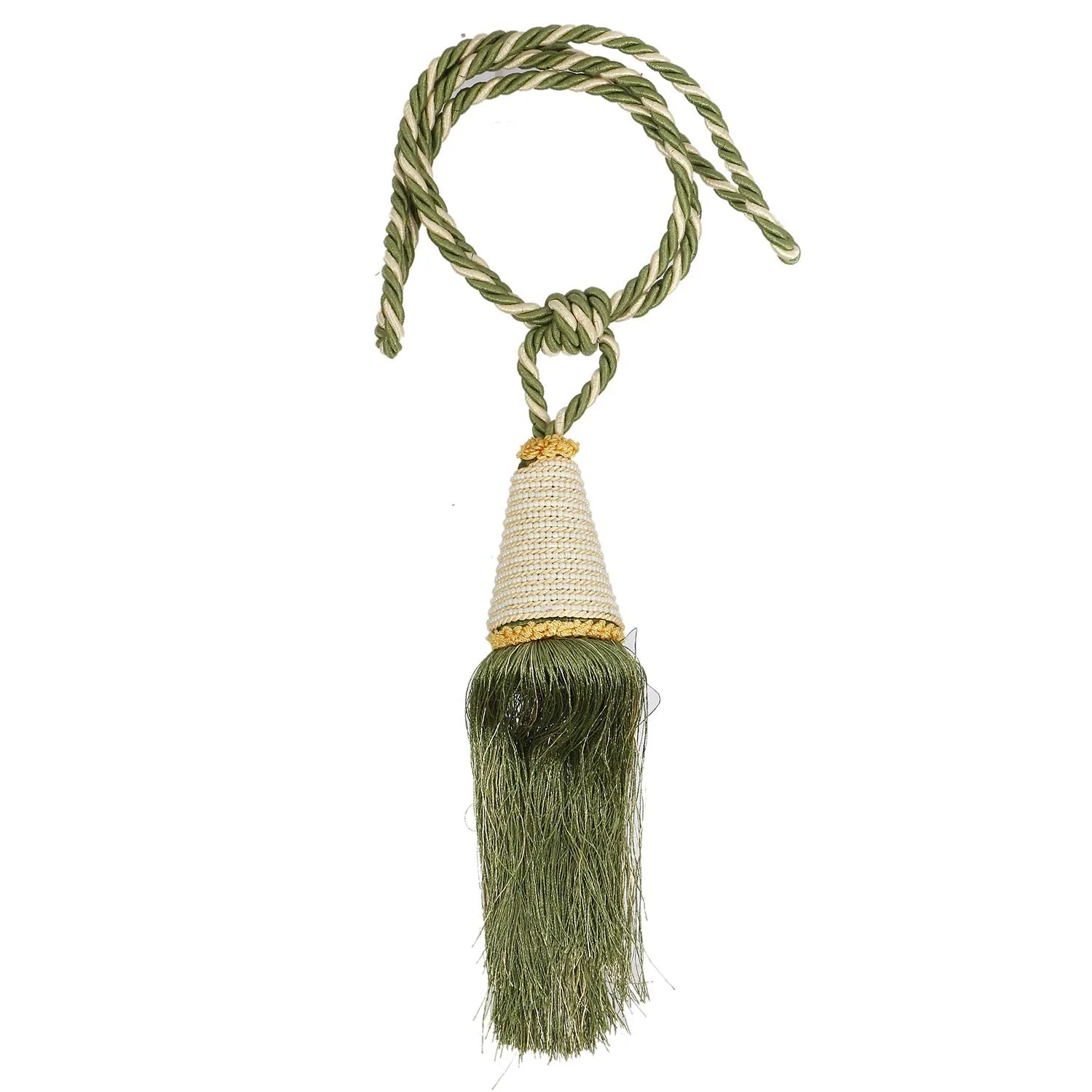 Kuber Industries Beads Beautiful Design Polyester 2 Pieces Curtain Tie Back Tassel Set (Green) CTKTC33564