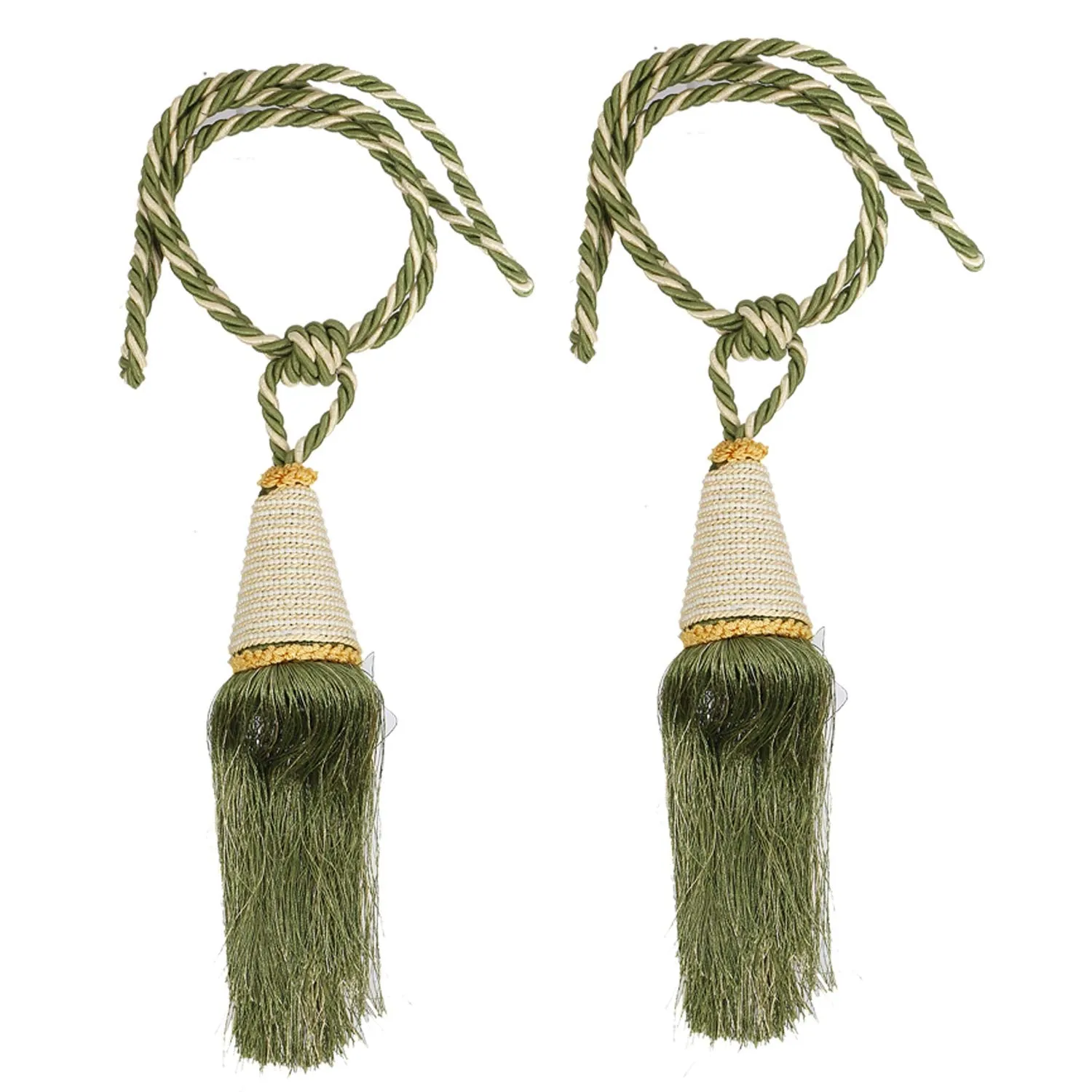 Kuber Industries Beads Beautiful Design Polyester 2 Pieces Curtain Tie Back Tassel Set (Green) CTKTC33564