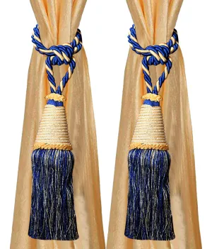 Kuber Industries Beads Beautiful Design Polyester 2 Pieces Curtain Tie Back Tassel Set (Royal Blue) CTKTC33572