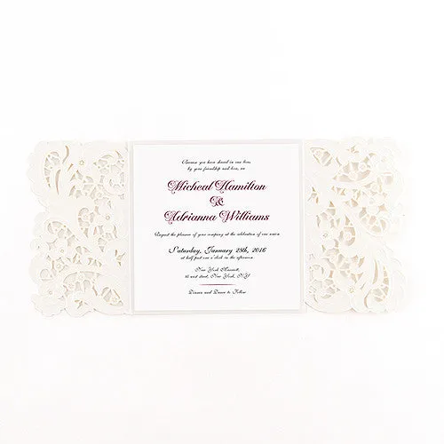 Lace Opulence Laser Embossed Invitations with Personalization