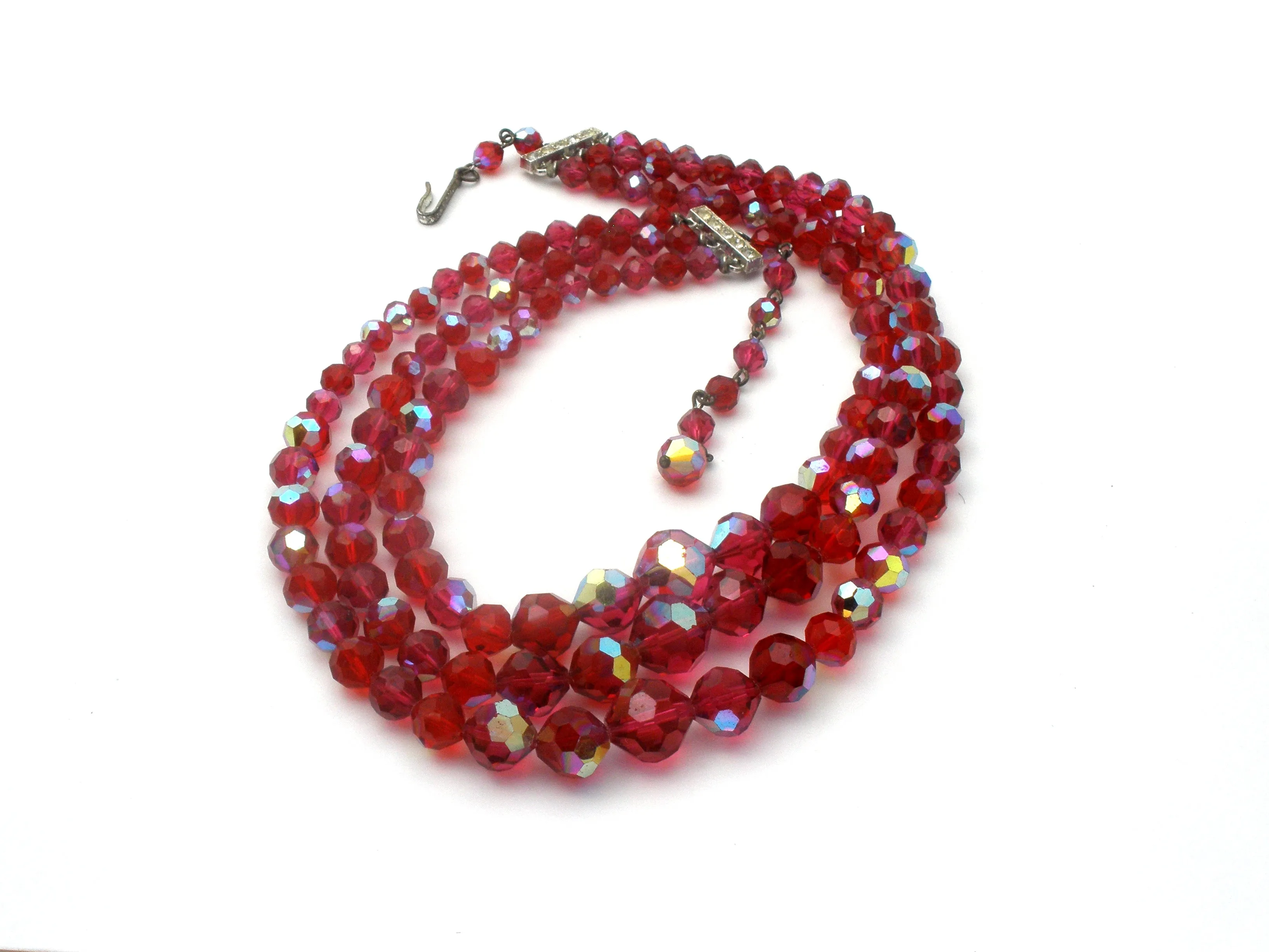 Laguna Red Glass Bead Necklace Set Vintage