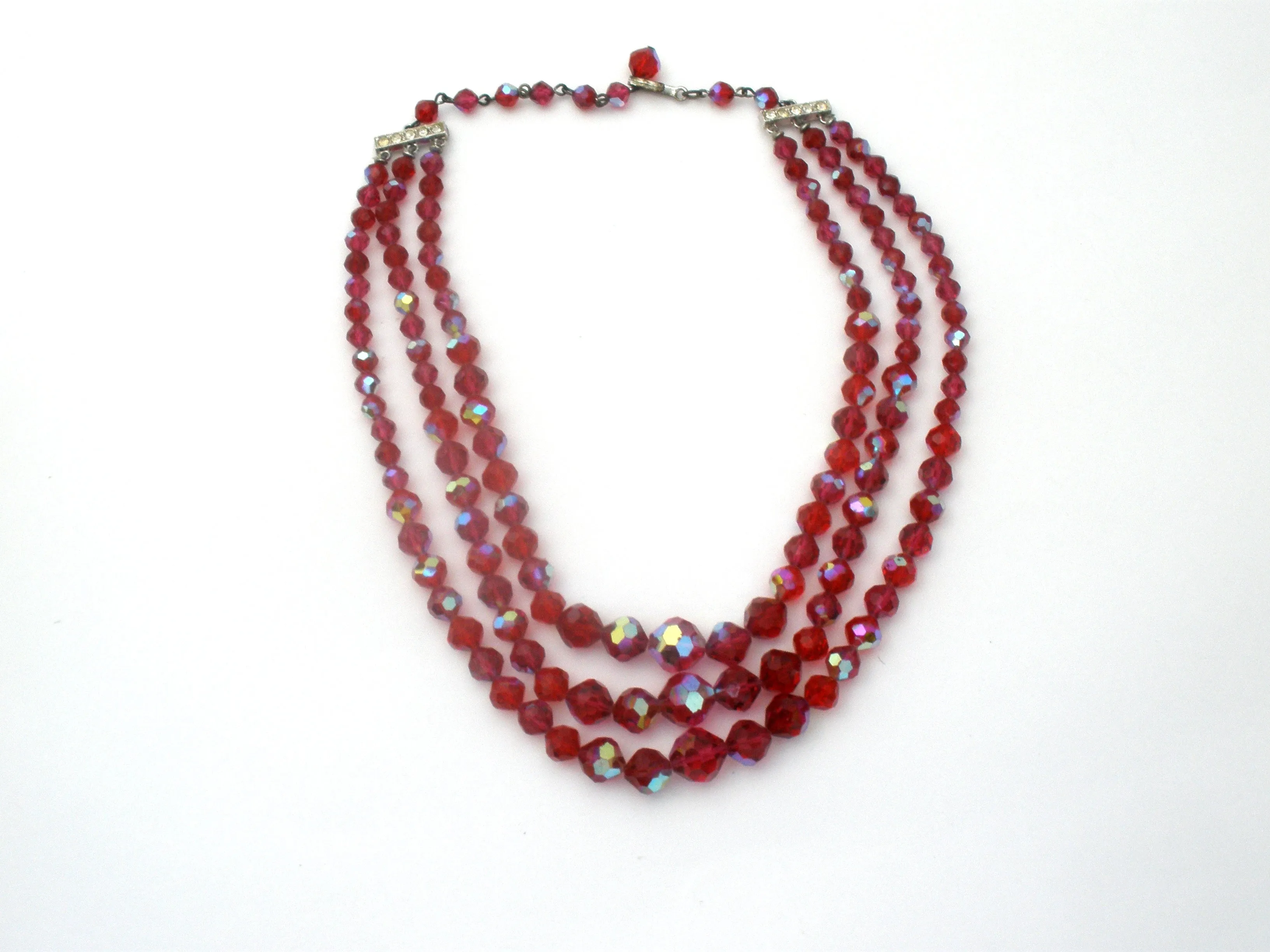 Laguna Red Glass Bead Necklace Set Vintage