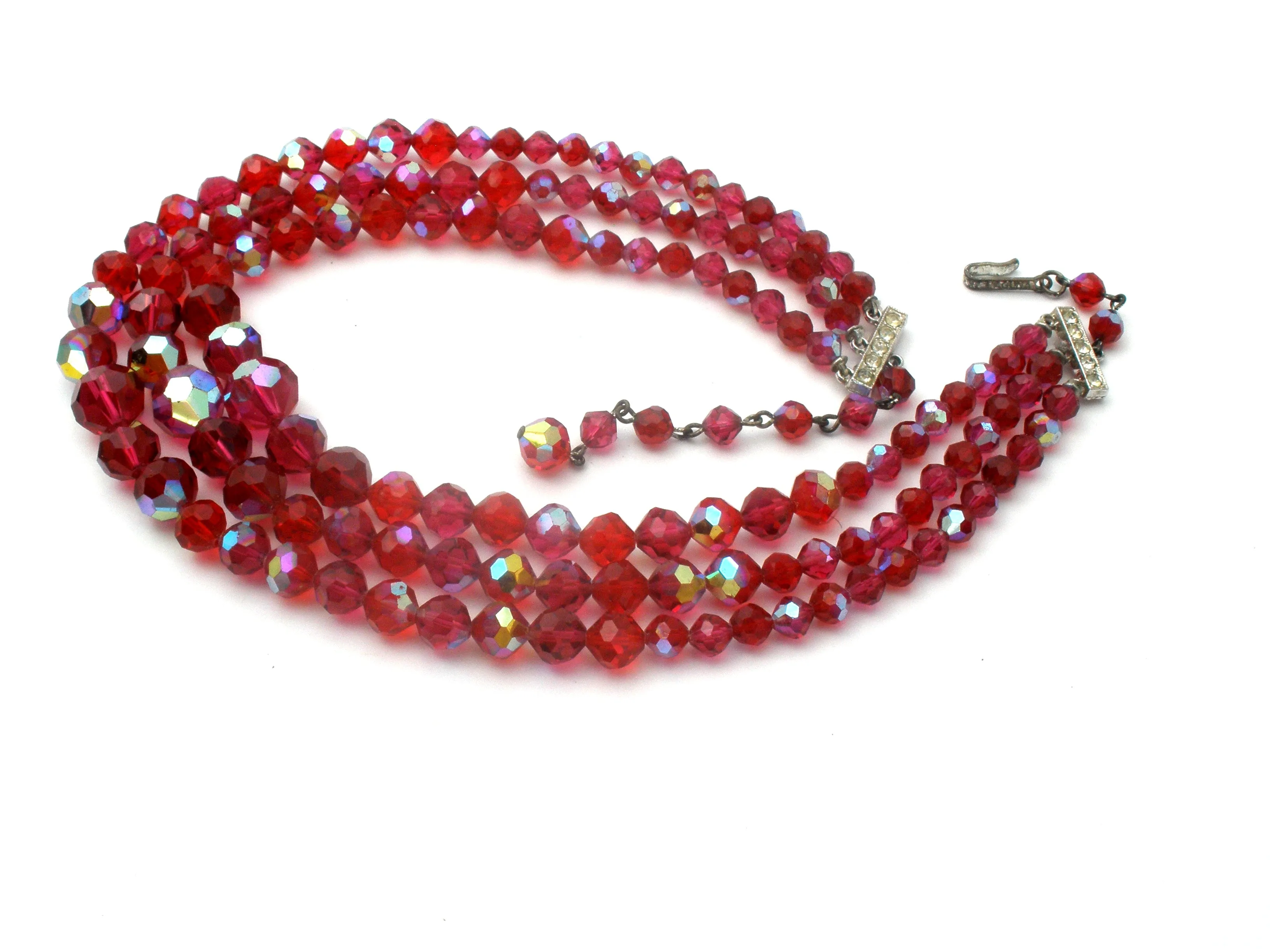 Laguna Red Glass Bead Necklace Set Vintage