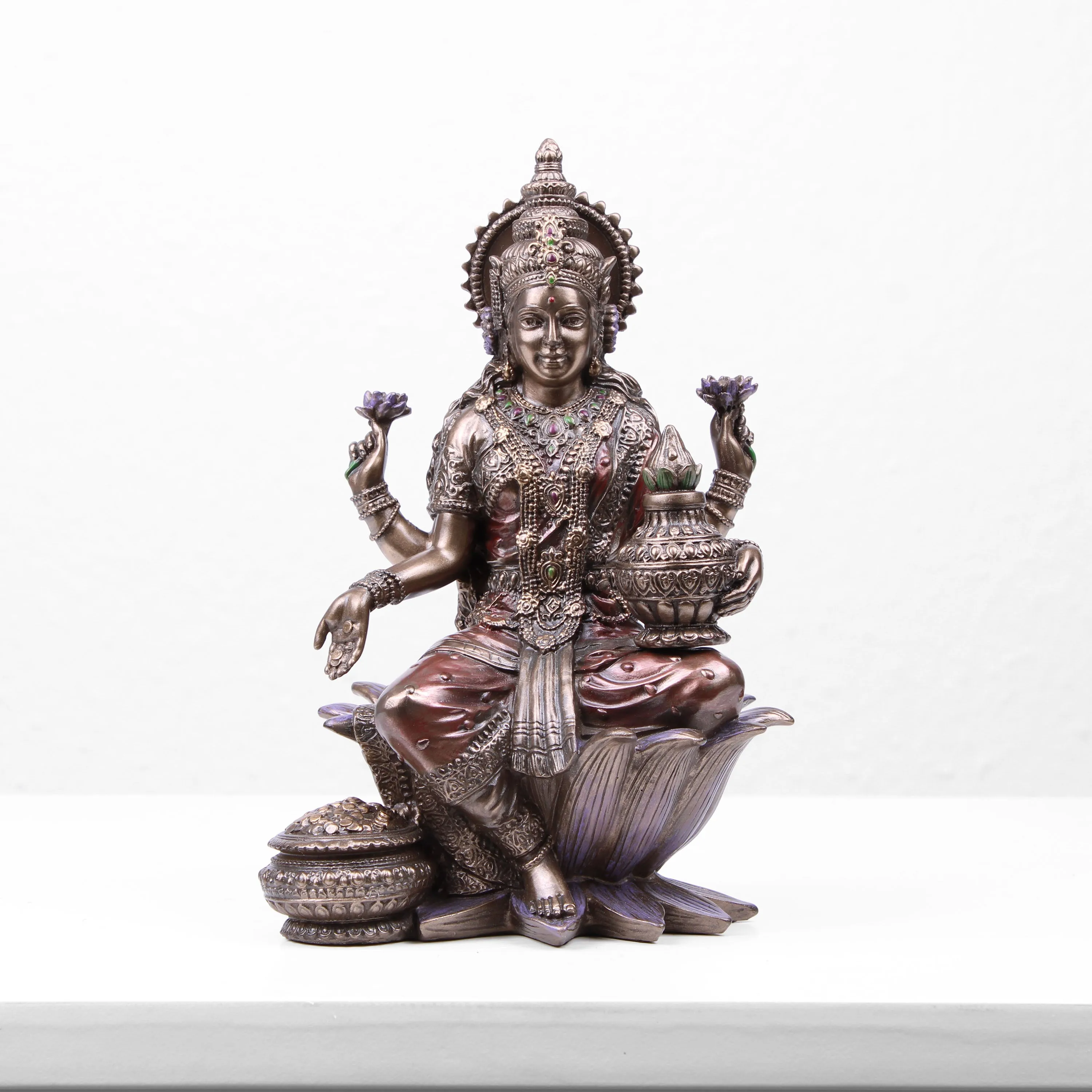 Lakshmi Indian Goddess Statue (Cold Cast Bronze Sculpture)