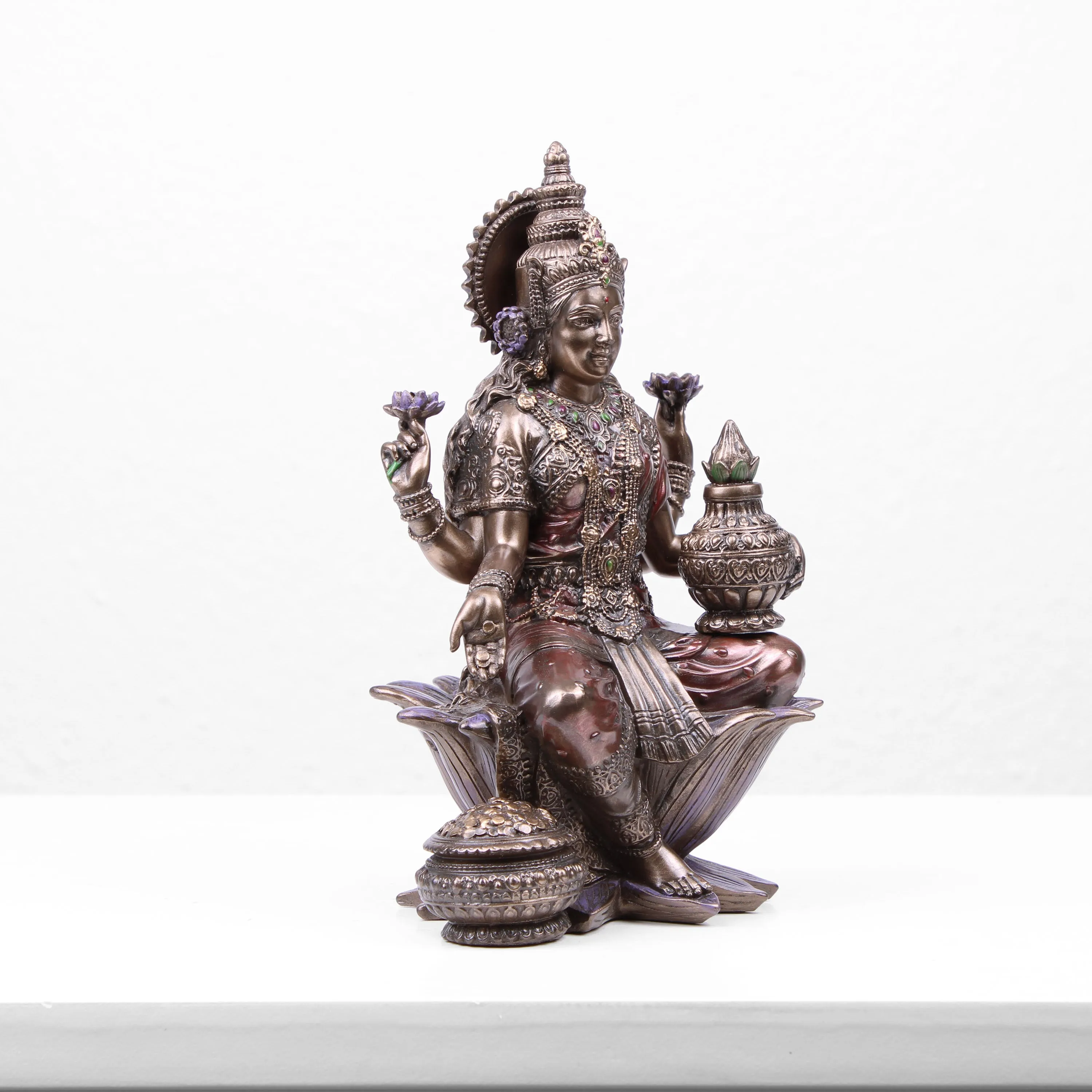 Lakshmi Indian Goddess Statue (Cold Cast Bronze Sculpture)