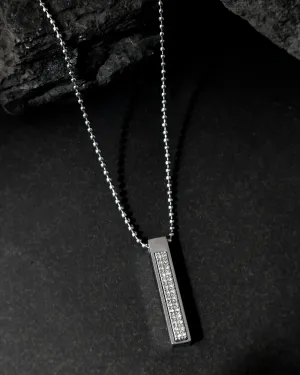 Men's Silver Plated Men Chain With Rectangular Shaped Ad Stone Studded Pendent - Voj