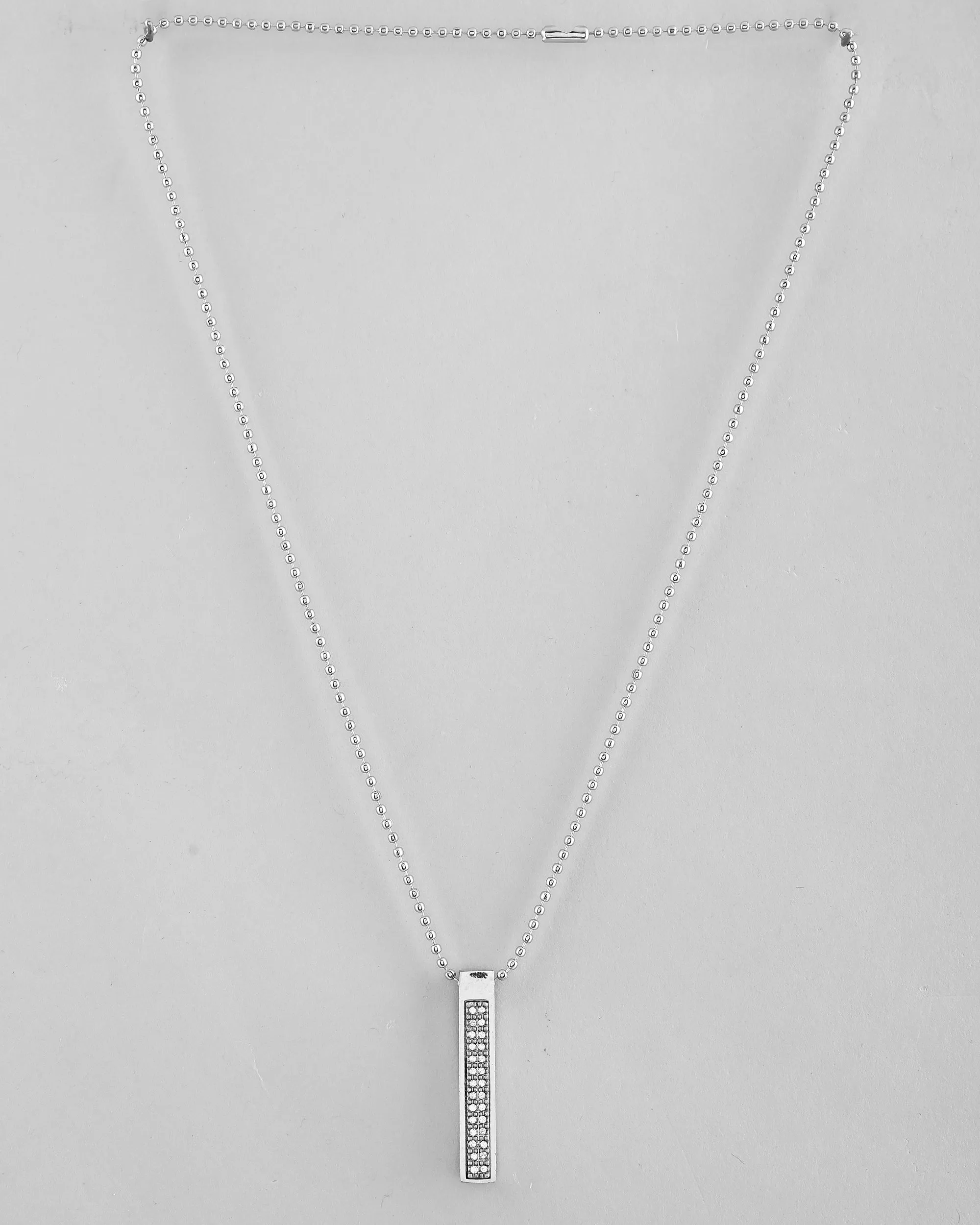 Men's Silver Plated Men Chain With Rectangular Shaped Ad Stone Studded Pendent - Voj